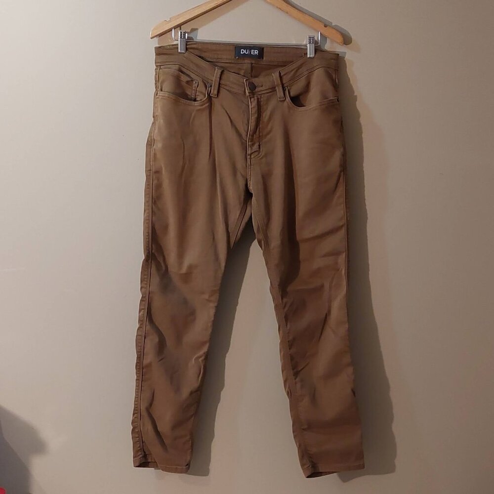 DUER Brown Slim-fit N2X (No Sweat) Gusset Performance Mens Jeans Du/Er 34x29